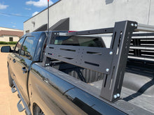 Load image into Gallery viewer, Close-up rear drivers side view of black Toyota Tundra with Overland Bed Rack - Cali Raised LED
